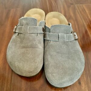 Birkenstock Soft Suede Boston Clogs